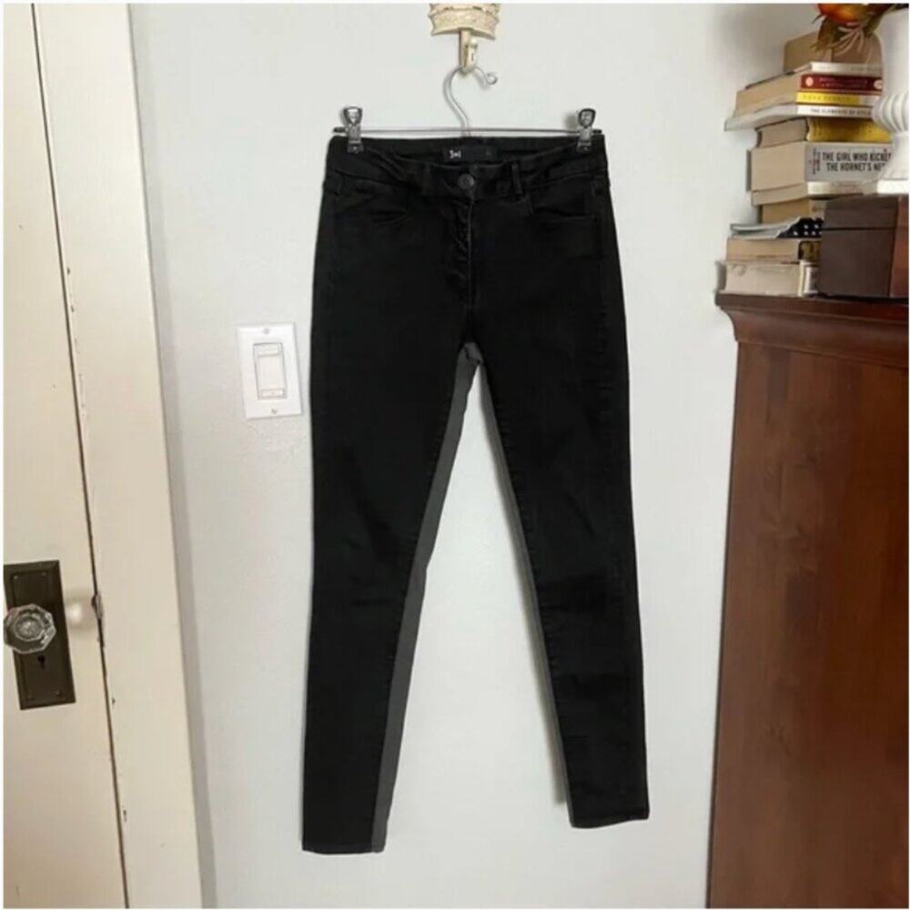 3x1 W2 Channel Seam Black Skinny Jeans